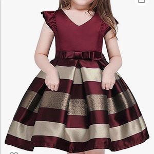 Burgundy and gold girls dress